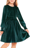 Elegant Velvet Midi Dress for Girls with Long Sleeves Ages 4-13