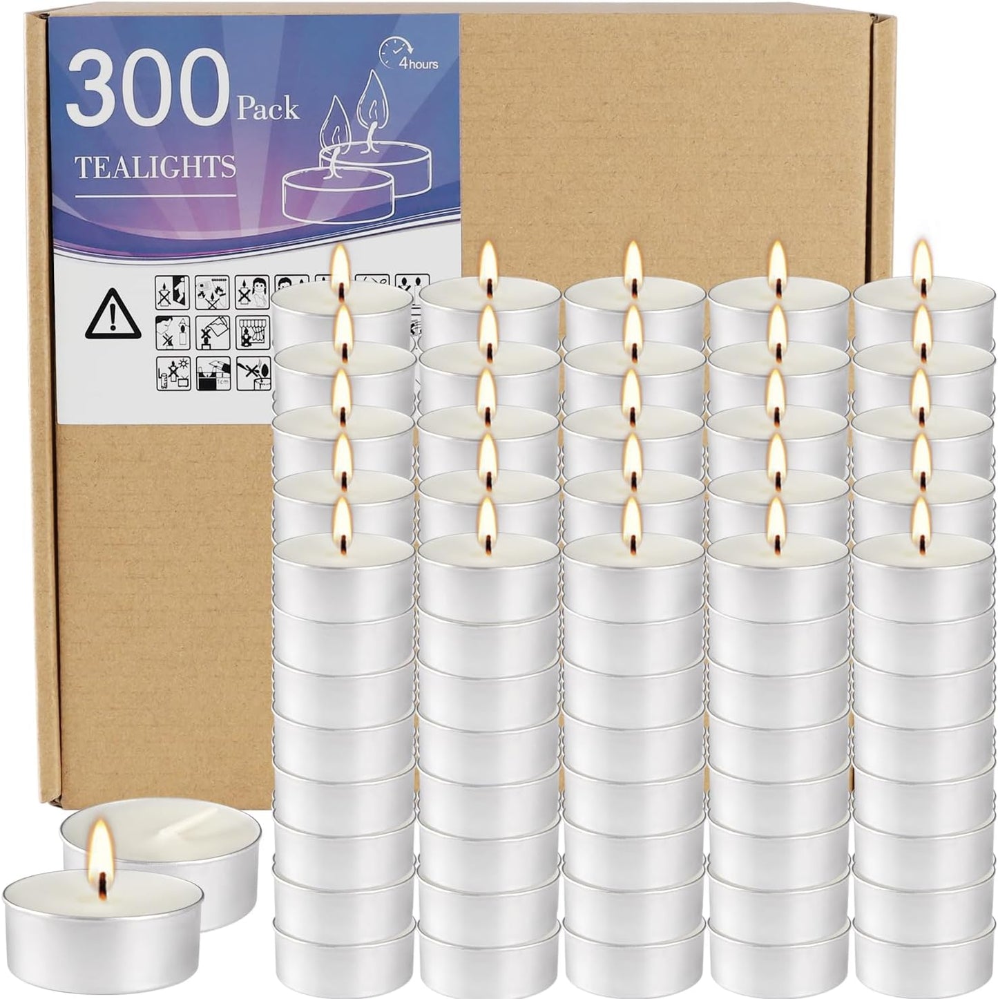 White Unscented Tealight Candles Set of 300 for Home Use