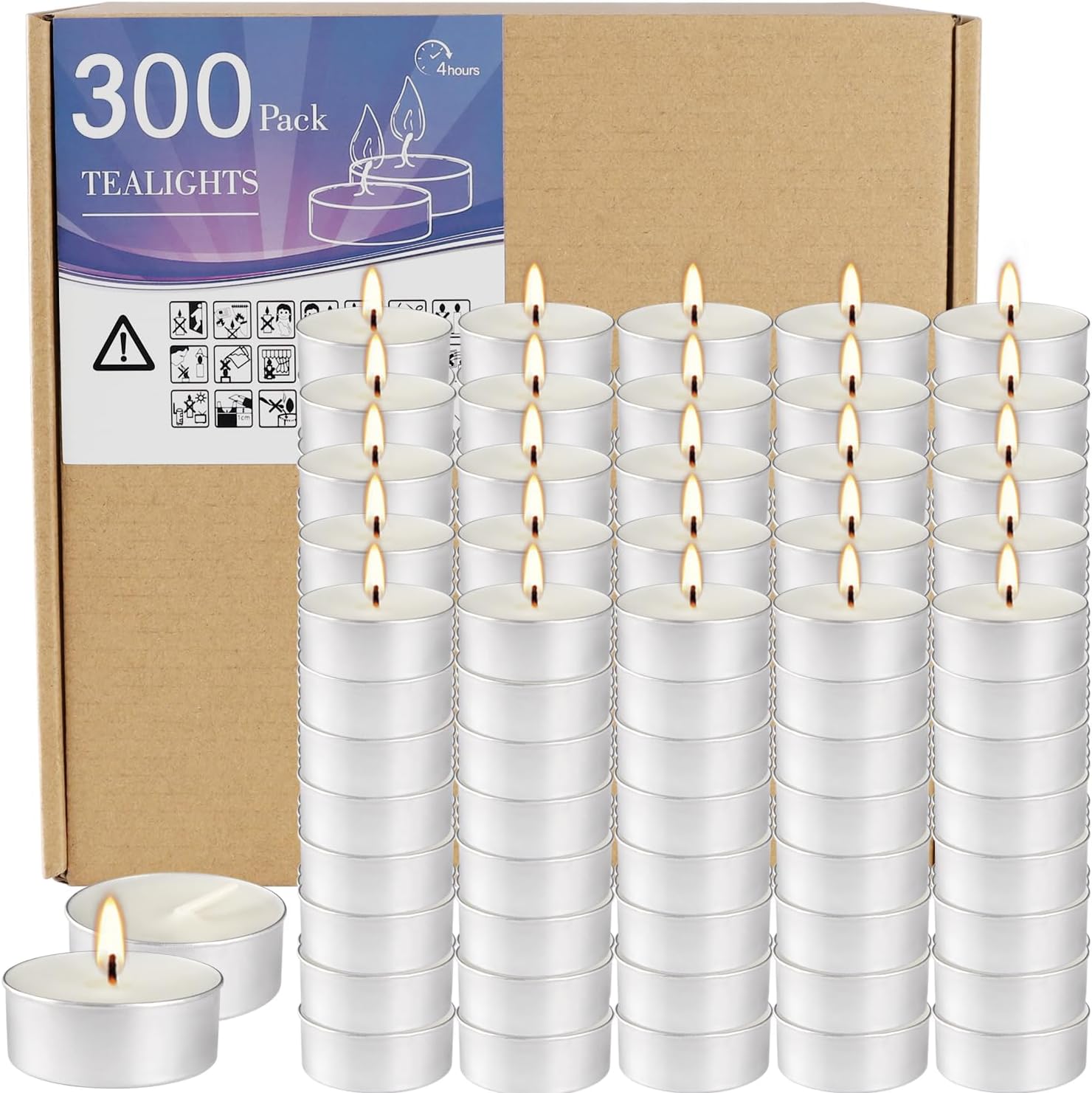White Unscented Tealight Candles Set of 300 for Home Use