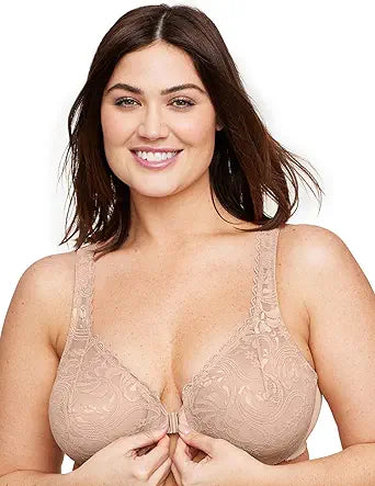 Glamorise Women's Plus Size Wonderwire Lace Front-Closure Underwire