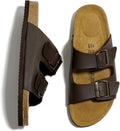 Mens Cork Footbed Suede Sandals with Memory Foam - Double Strap