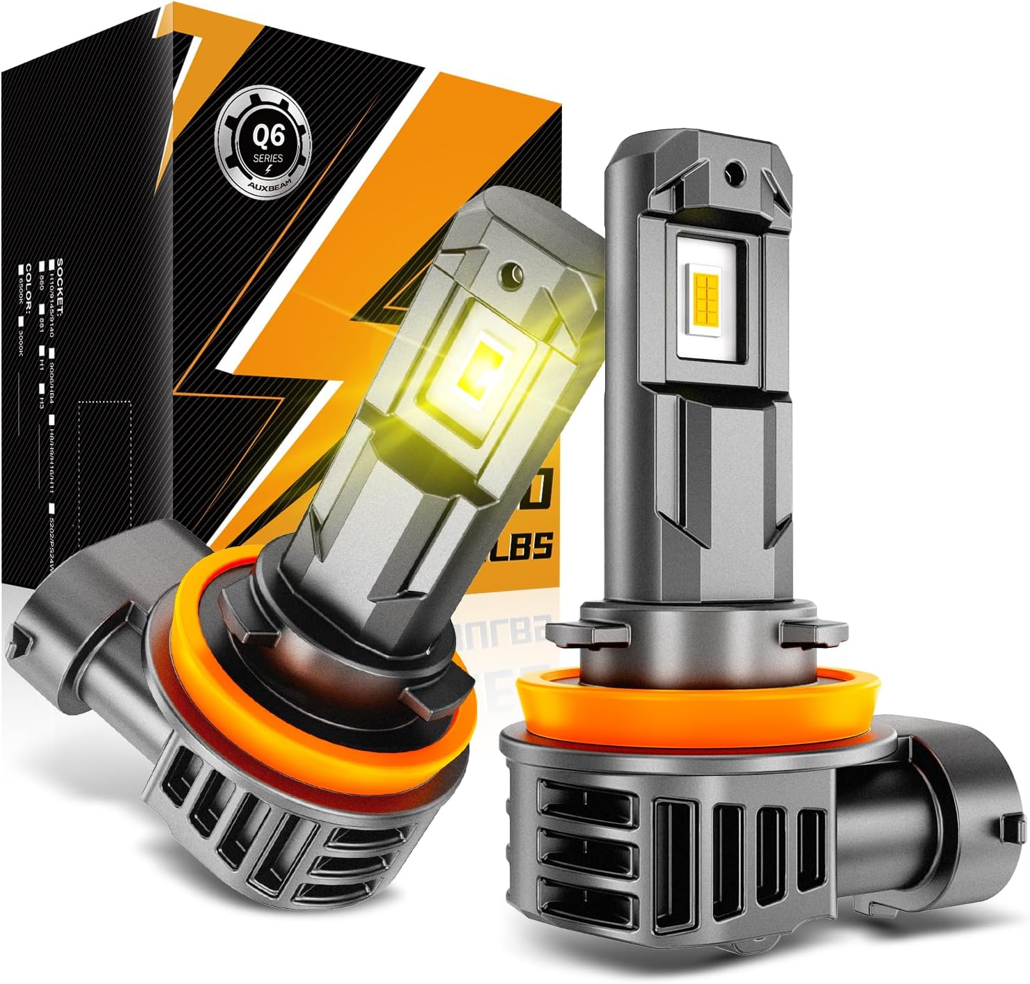 Auxbeam H11 H8 H9 Fog Lights - 3000K Golden Yellow Brightness