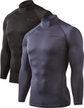Devops 2 Pack Men's Thermal Turtle Mock Neck Shirts - Compression Base