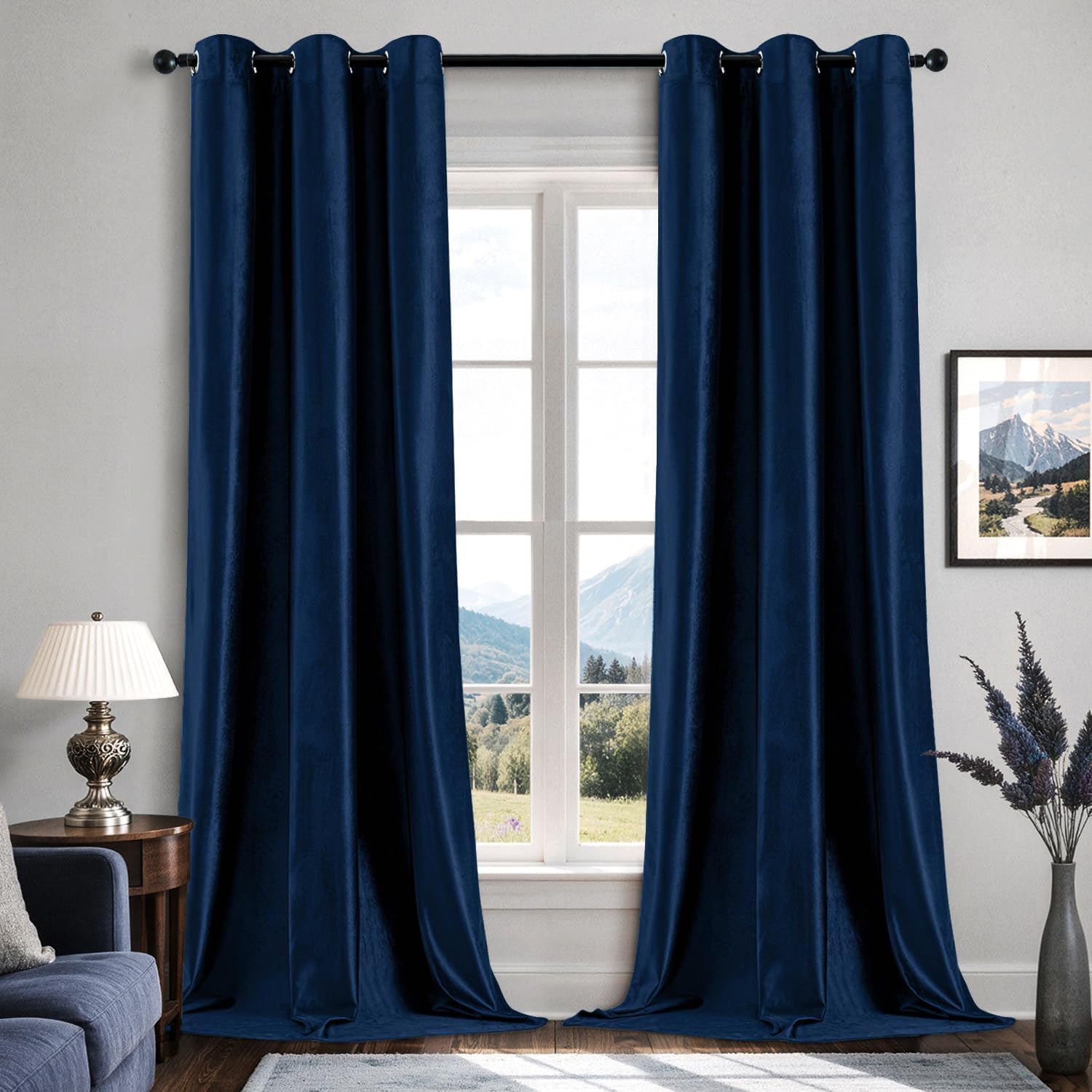 EMEMA Navy Blue Velvet Curtains for Elegant Home Decor