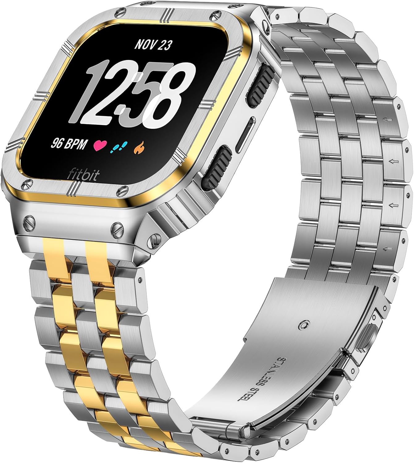 SUPLINK Metal Case and Band for Fitbit Sense 2 and Versa Models
