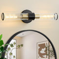 Bathroom Light Fixtures Black Gold Wall Sconce - Modern Threaded Glass