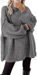 Sweaters for Women Mock Neck Cable Knit Oversized Pullover - Cozy Fit