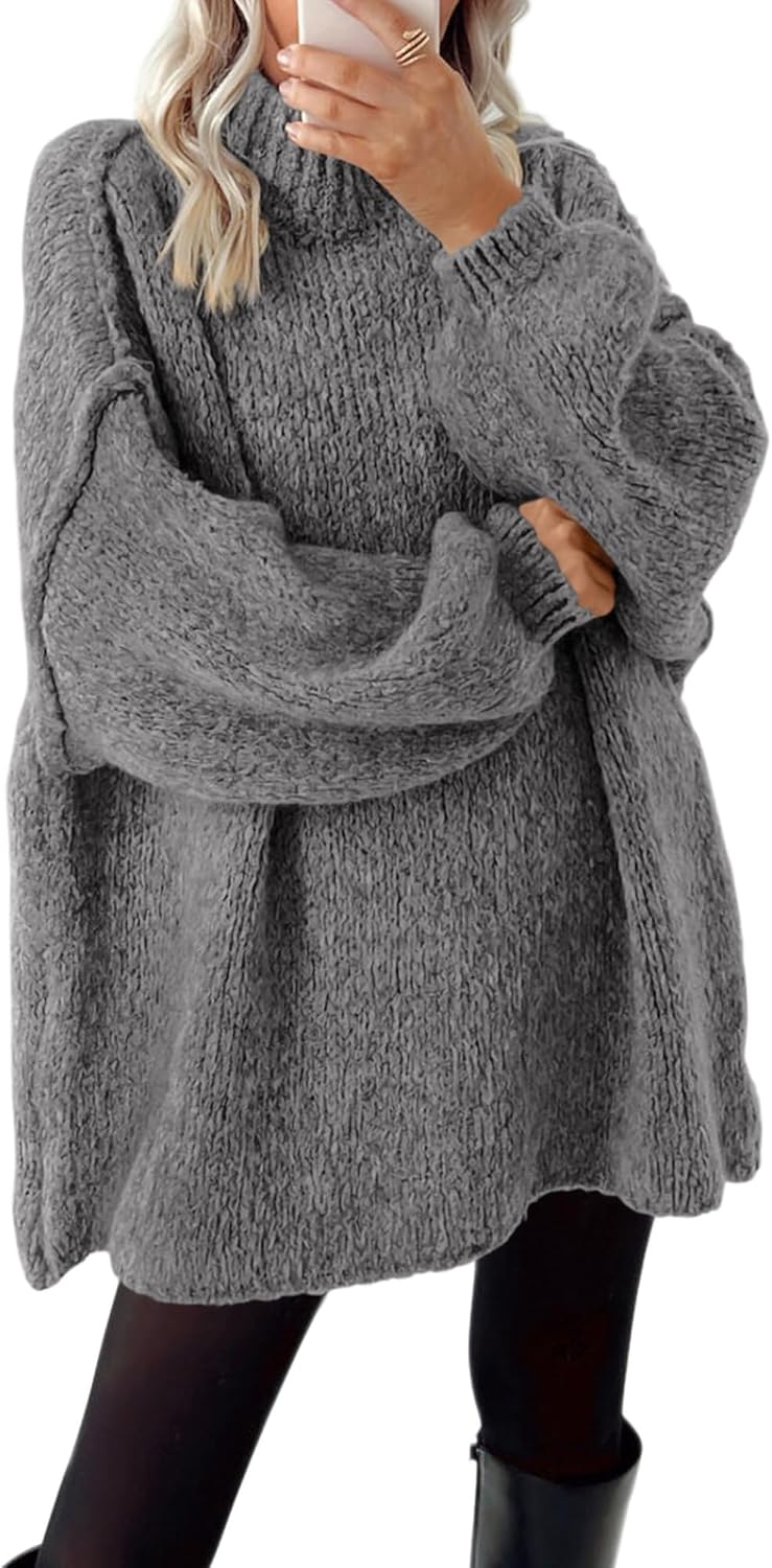 Oversized Mock Neck Cable Knit Sweater for Women Fall 2025