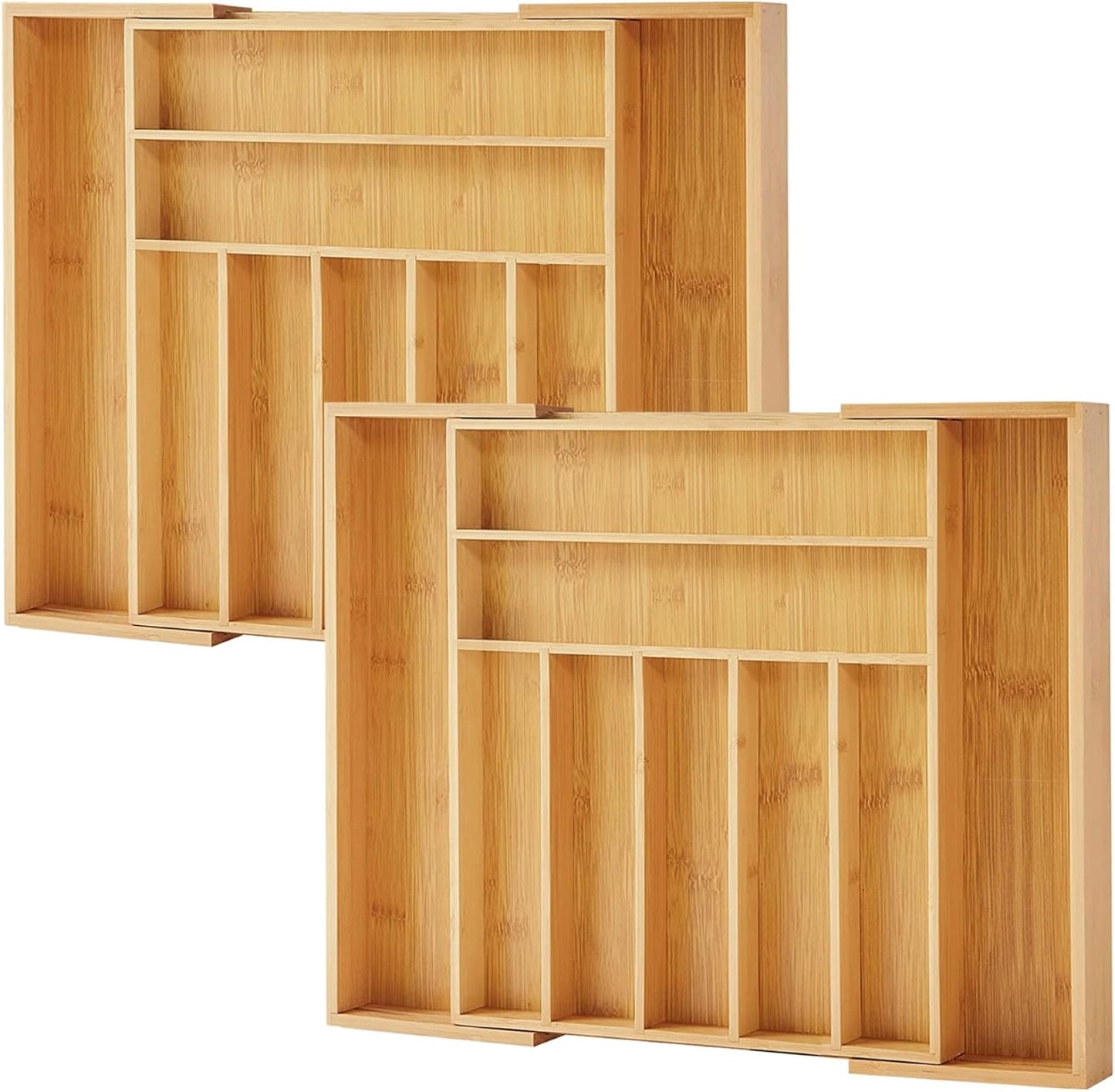 Bamboo Drawer Organizer - Expandable Silverware & Utensil Tray