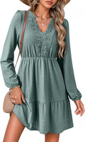 Dokotoo Fall Lace Hollow Out A-Line Mini Dress - Elegant Everyday