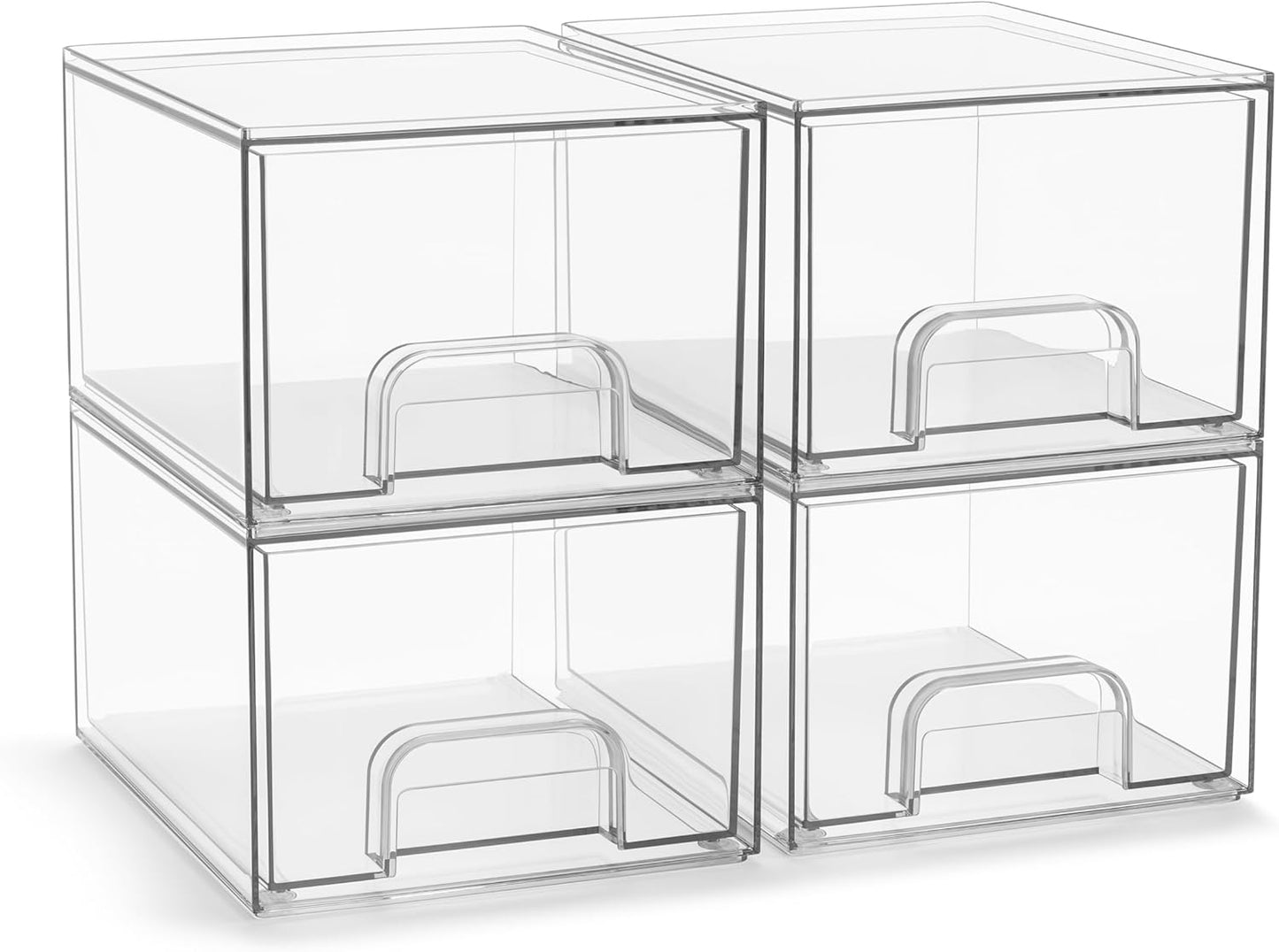 Acrylic Storage Containers - 4 Pack for Bathroom Organization