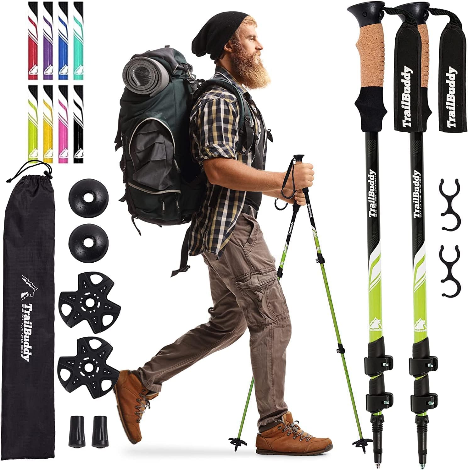 TrailBuddy Trekking Poles for Hiking - Lightweight & Durable