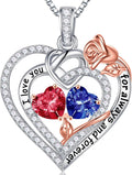 925 Sterling Silver Double Birthstone Necklace for Wife - Meaningful