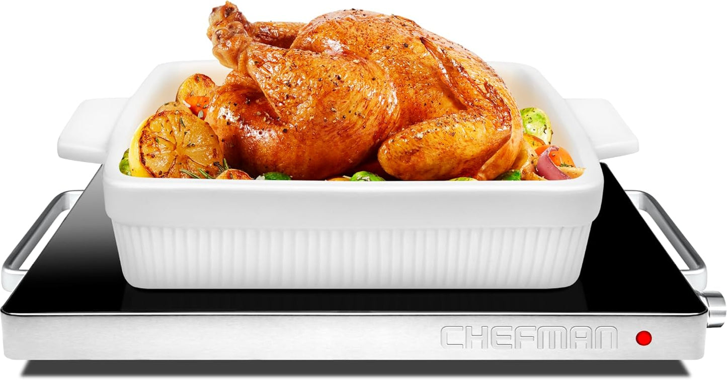 Chefman Compact Glasstop Warming Tray for Buffets and Events