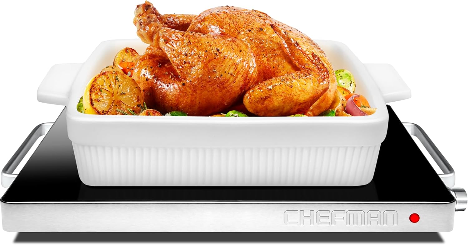 Chefman Compact Glasstop Warming Tray for Buffets and Events