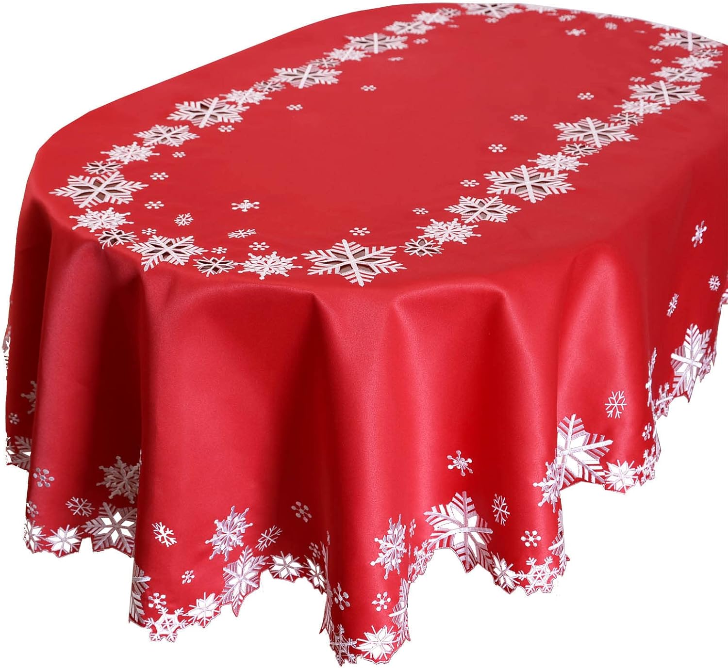 Simhomsen Embroidered Snowflakes Tablecloth for Christmas Holiday