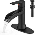 Matte Black Waterfall Bathroom Faucet 1 or 3 Hole - Sleek Waterfall