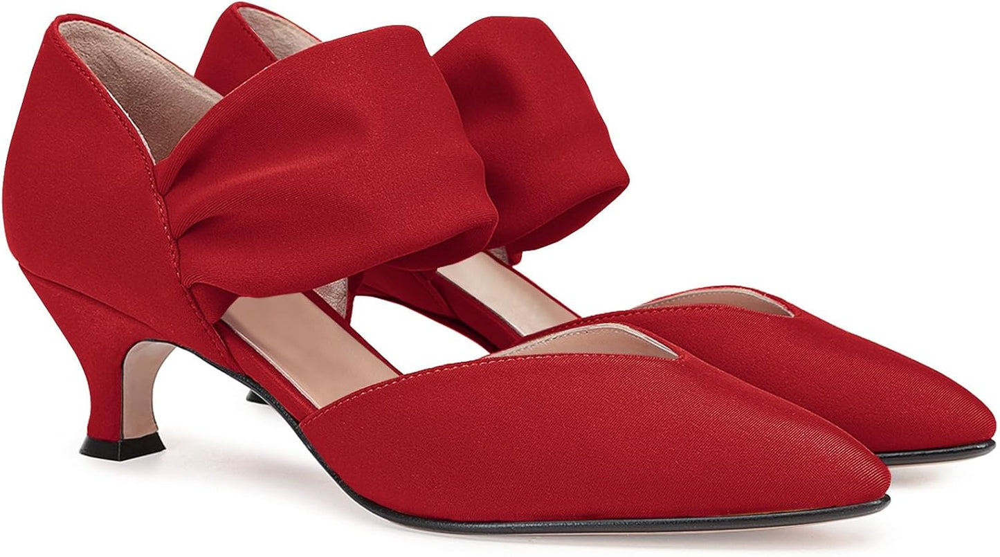 Coutgo Womens Low Kitten Heel Dress Shoes for Elegant Occasions