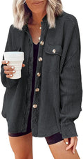 Yanekop Waffle Knit Button Down Shacket Womens Oversized Shirt Jacket