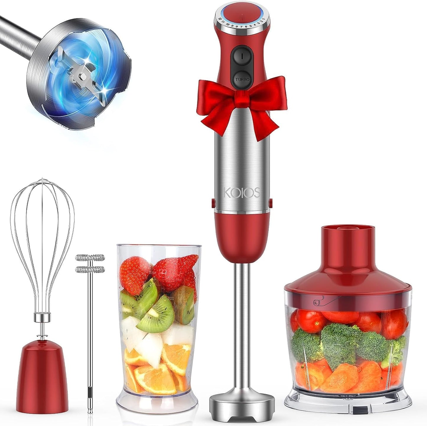 KOIOS 5-in-1 Hand Blender, 1000W Power & 12 Speeds