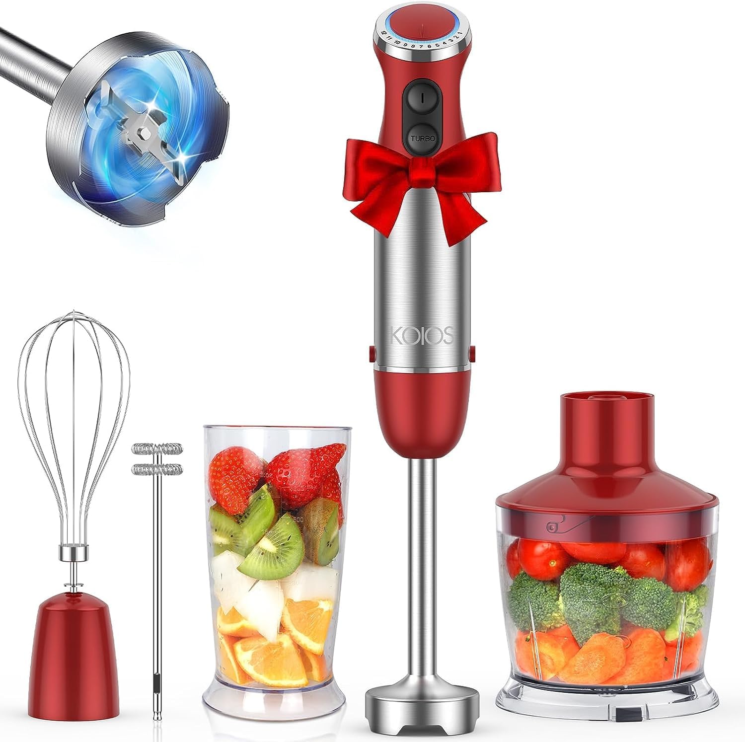 KOIOS 5-in-1 Hand Blender, 1000W Power & 12 Speeds