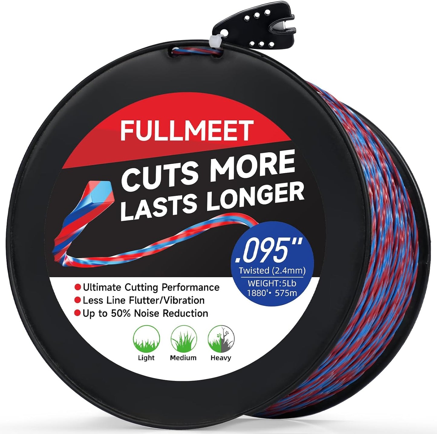 Heavy Duty Weed Eater String by FullMeet - 0.095in Twisted Line