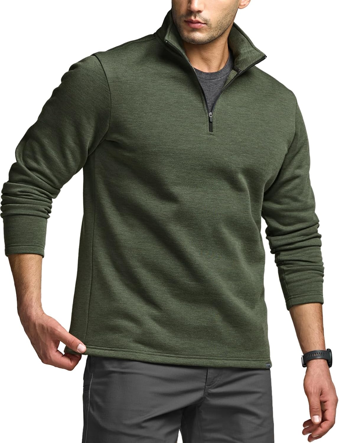 CQR Men's Thermal Fleece Quarter Zip Sweater for Outdoor Use