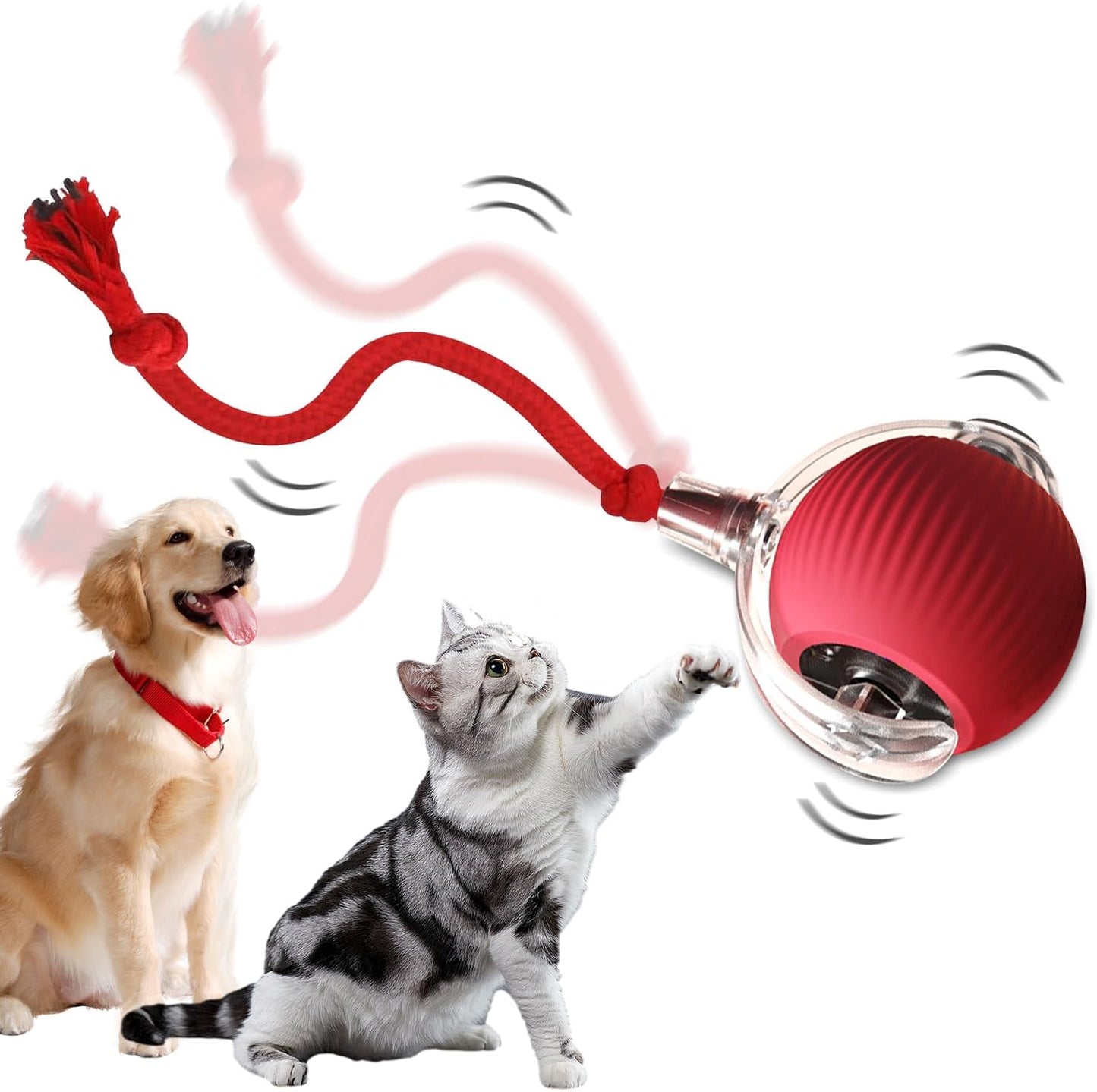 Interactive Self Rolling Cat Toy Ball (Red)