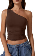 One Shoulder Tank Top Cropped Tee - Slim Fit Y2k Style