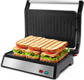 Panini Press Sandwich Maker and Indoor Grill - 1200W Ceramic