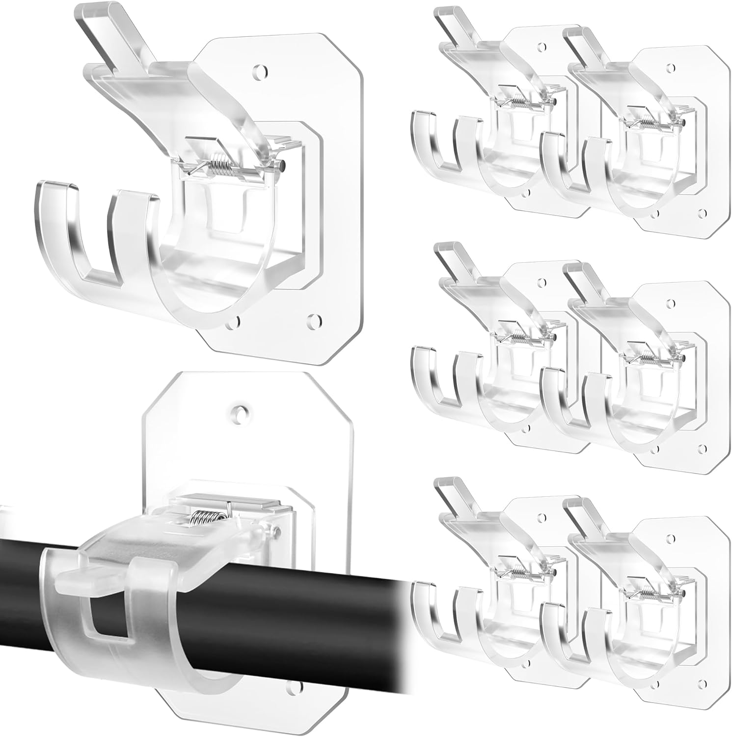8PCS Self-Adhesive Curtain Rod Brackets - Easy Installation!