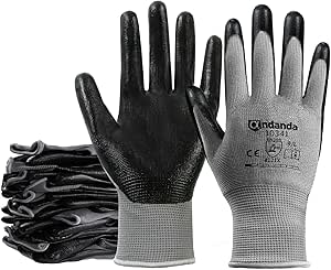 ANDANDA 24 Pairs Work Gloves with Nitrile Coating for Grip