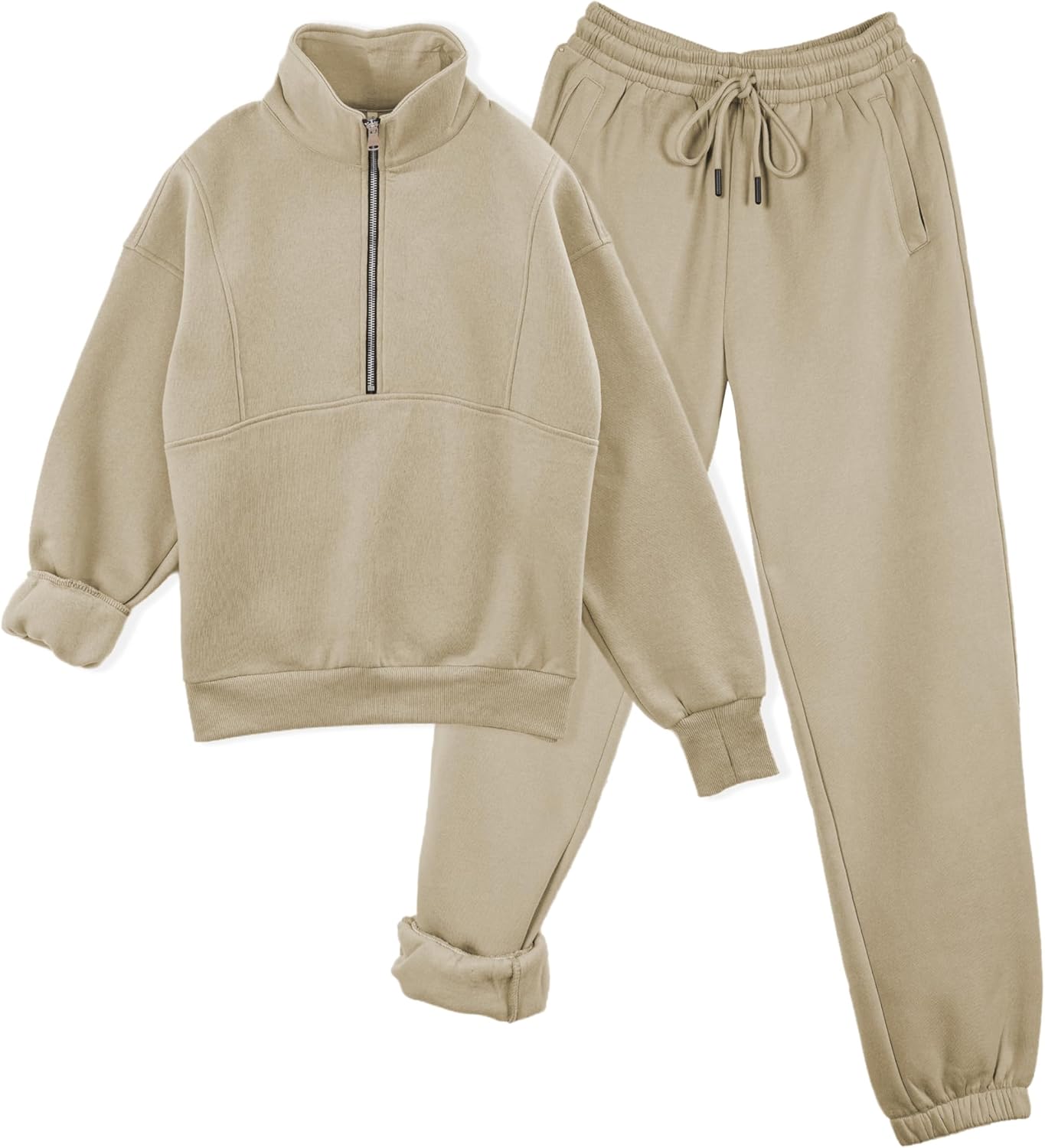 Womens Fleece Lined Jogging Sweatpants and Half Zip Sweatshirts