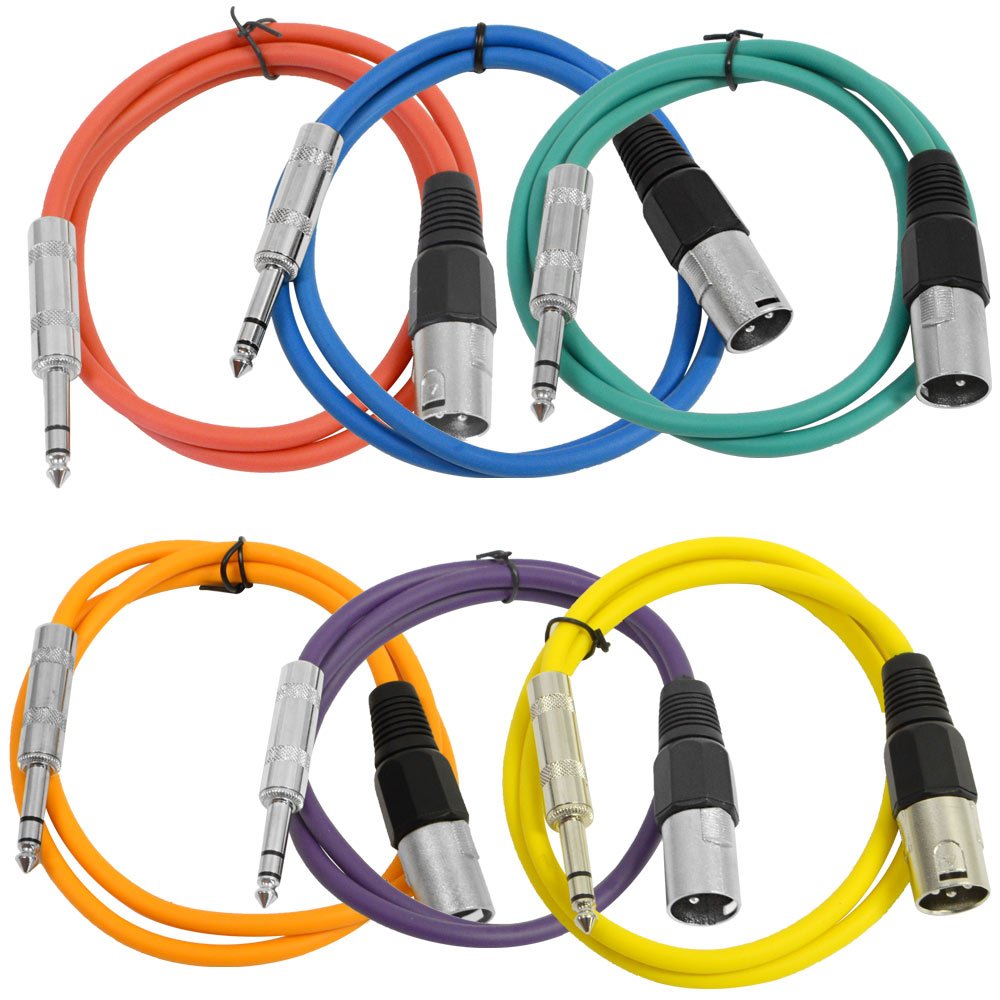 Seismic Audio 3-Feet XLR Male to 1/4-Inch TRS Patch Cables