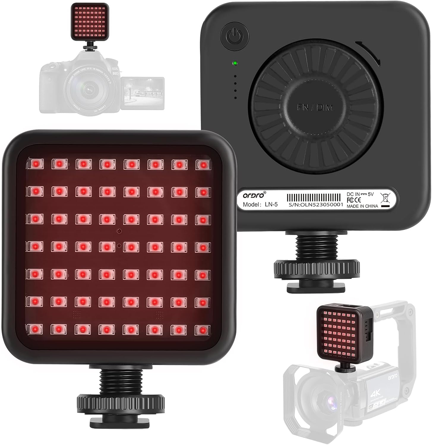 Ordro LN-5 Mini IR Night Vision Light for Clear Low Light Shots