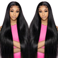 13x6 Lace Front Wig Human Hair 28in Natural Black Straight - Hd Lace