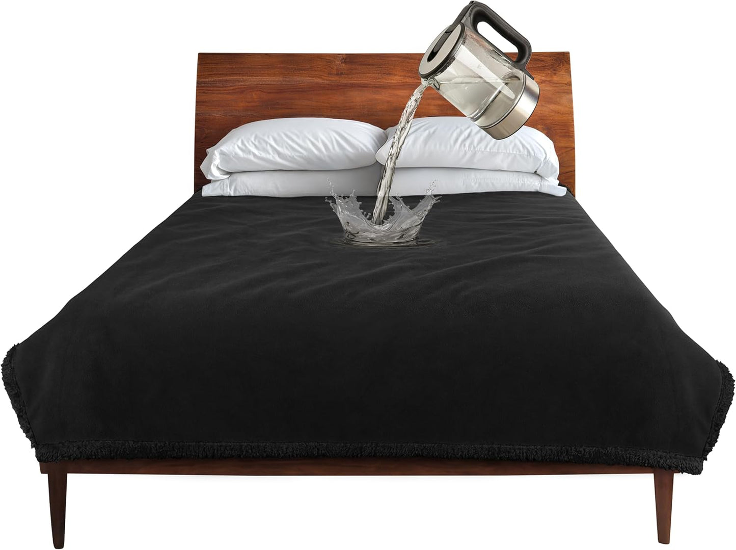 Catalonia Waterproof Bed Blanket for Couples, 80X60 in Black