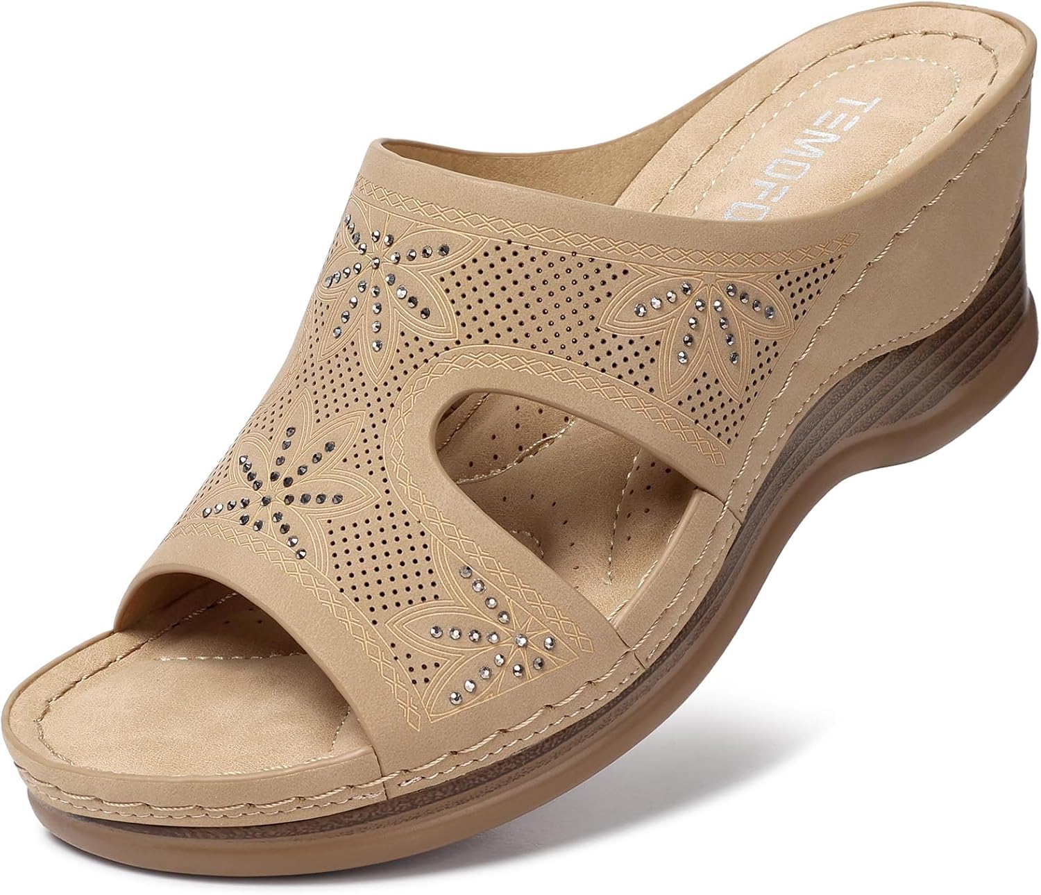 TEMOFON Women Wedge Sandals: Comfortable Casual Slip On Style