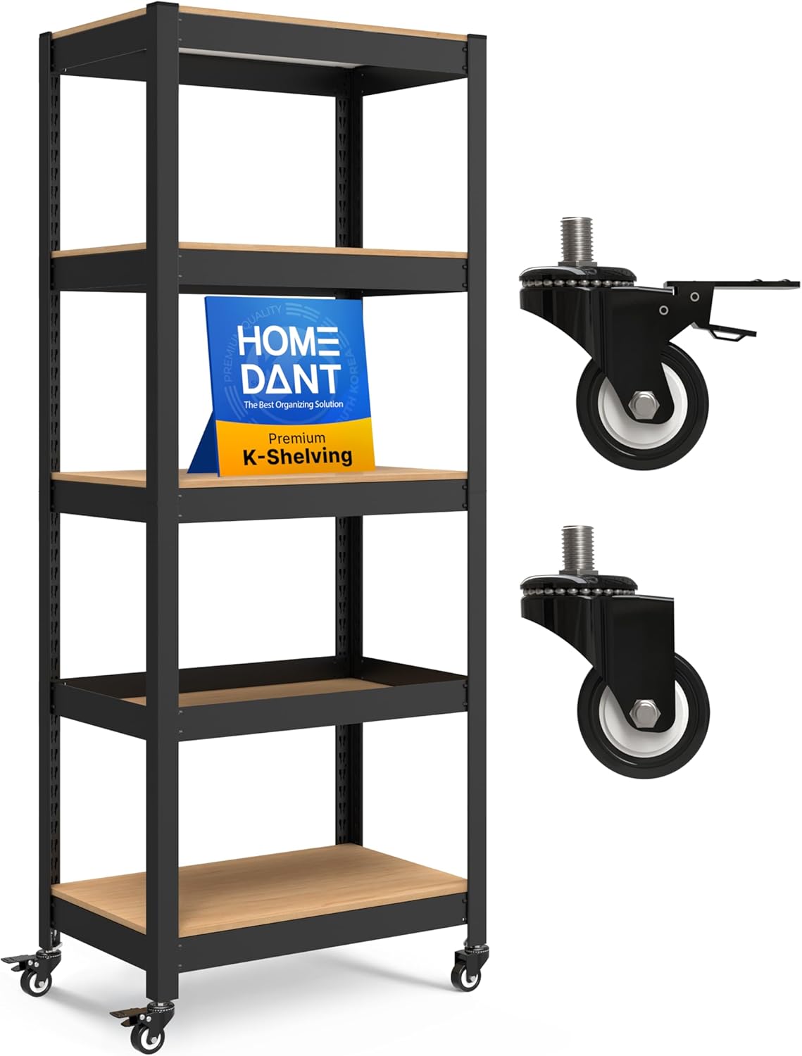 HOMEDANT 5-Tier Metal Rolling Cart for Stylish Home Storage