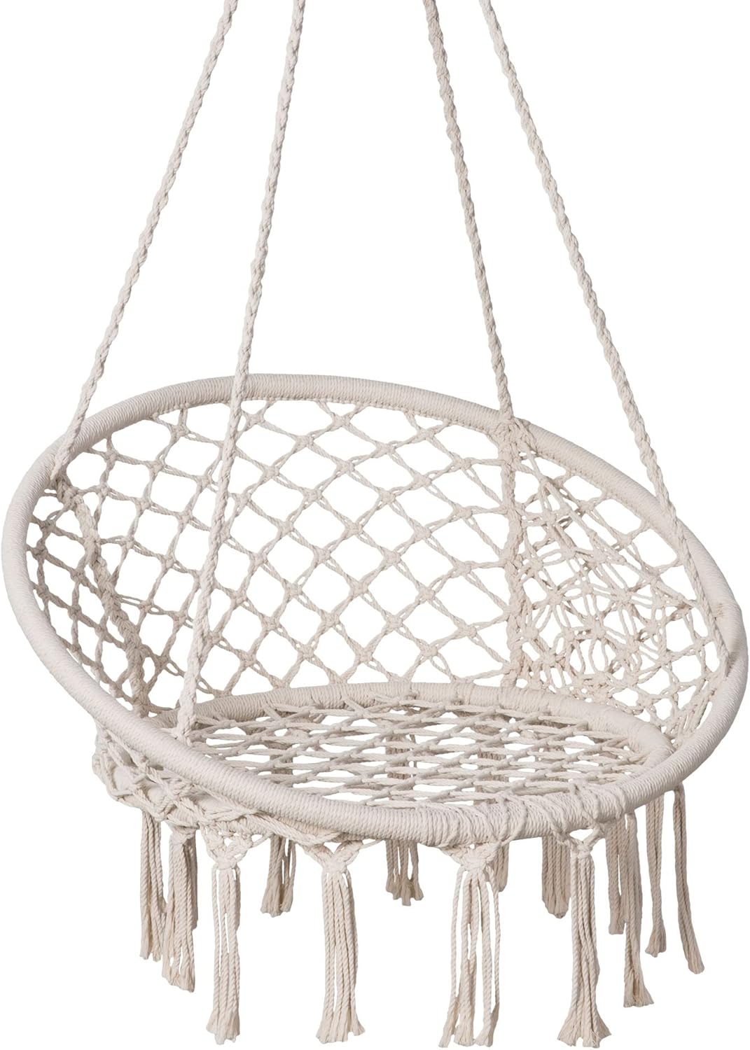 SUNCREAT Hammock Chair Macrame Swing with Side Pocket for Comfort