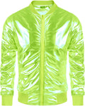 COOFANDY Men's Metallic Jacket 70s Disco Party Bomber - Shiny