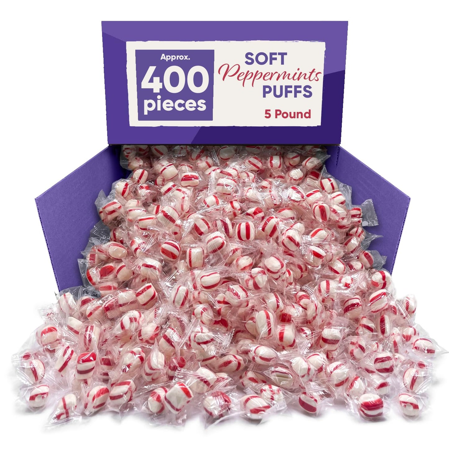 Soft Peppermint Candy Puffs for Christmas - 5 Pounds of Mints