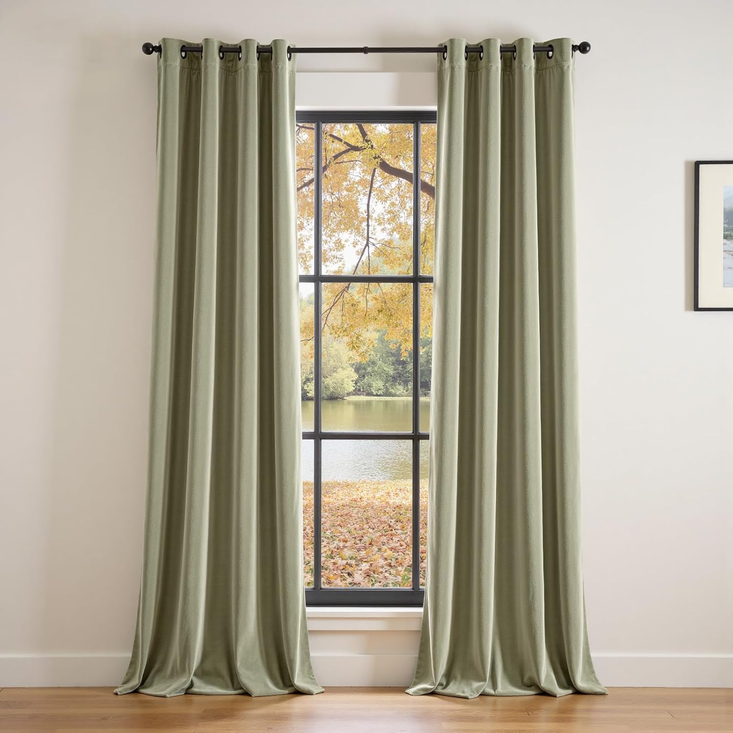 Lazzzy Blackout Velvet Green Thermal Insulated Curtains for Luxury