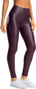 Faux Leather Leggings for Women 25ft 27ft 29ft - High Waisted Pleather