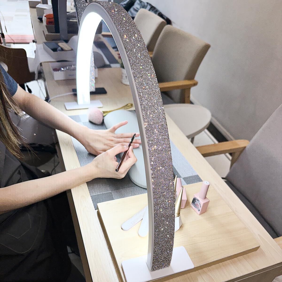 Half Moon Light for Nail Desk with Phone Holder - 50W Lamp