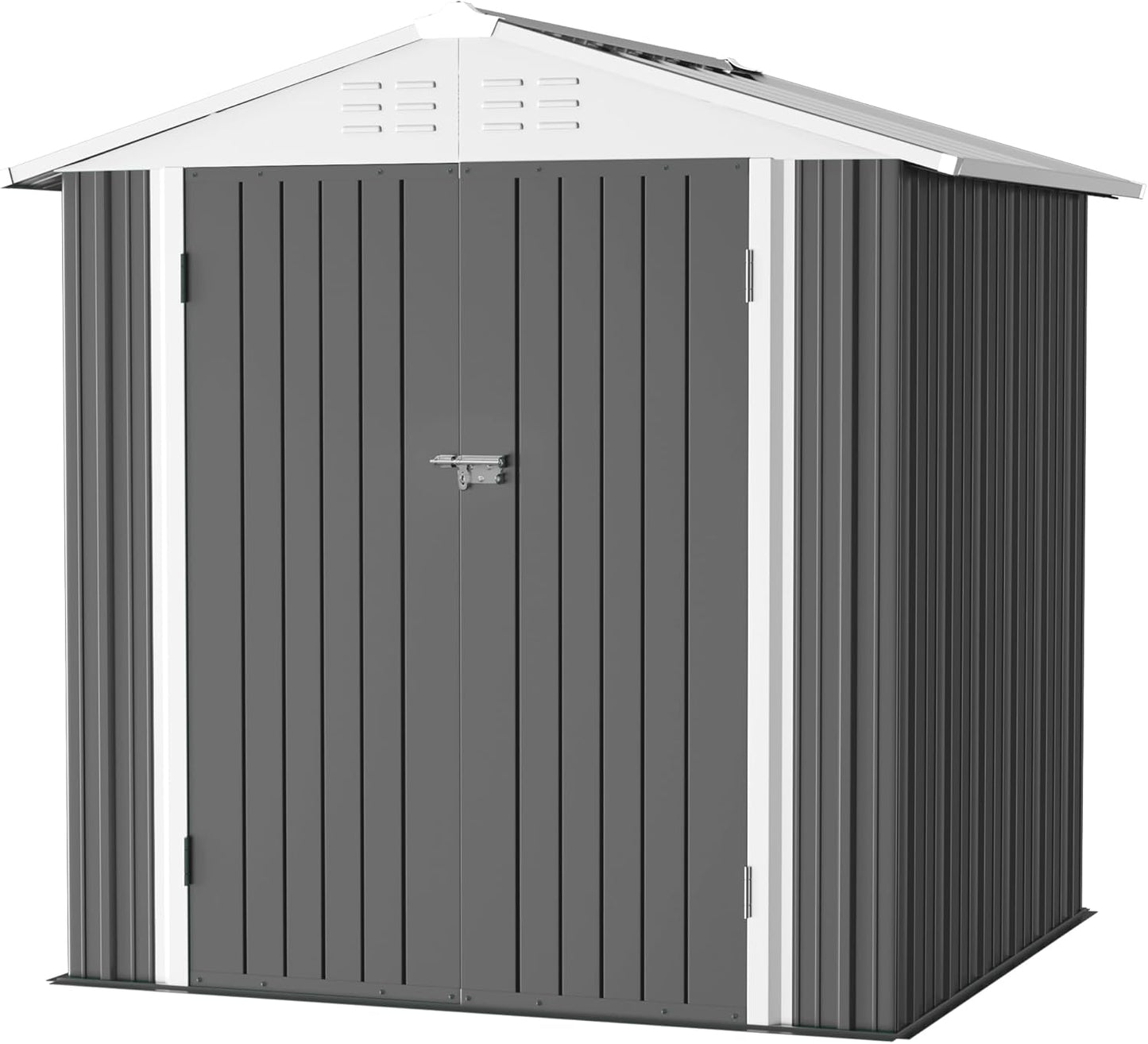 JUMMICO Metal Outdoor Storage Shed for Backyard and Garden