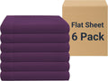 Full Flat Sheet 6 Pack 81x96 in Durable Dark Purple - Soft Brushed