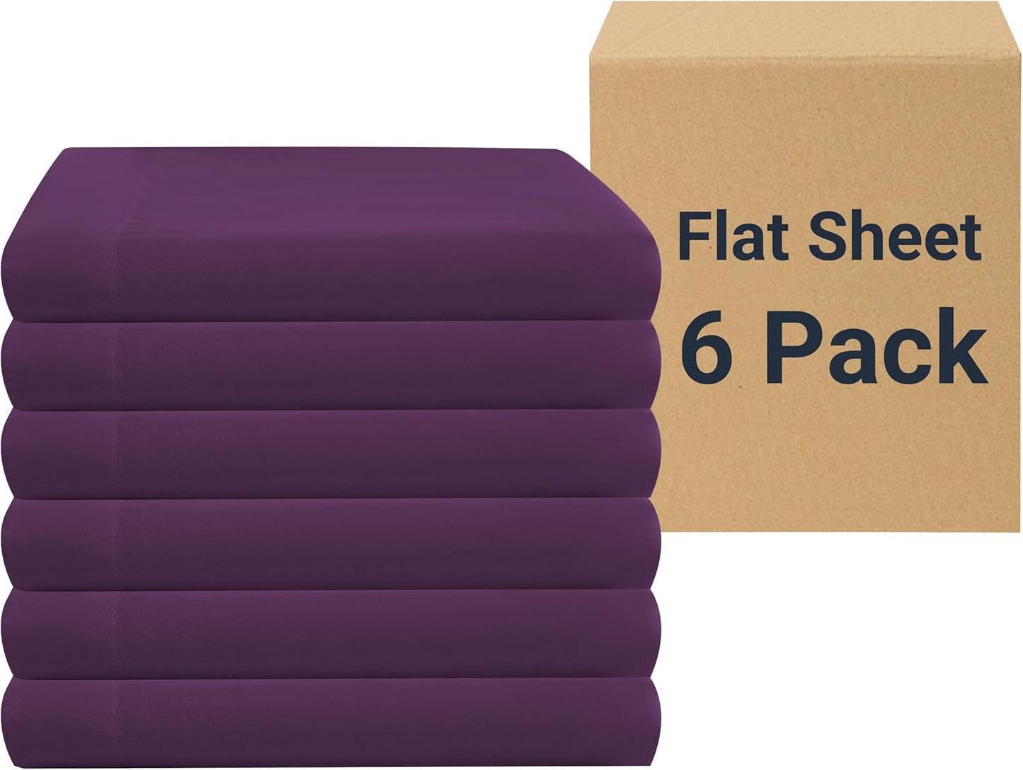 ZPECC Full Flat Sheet 6 Pack - Durable Dark Purple Bed Sheets