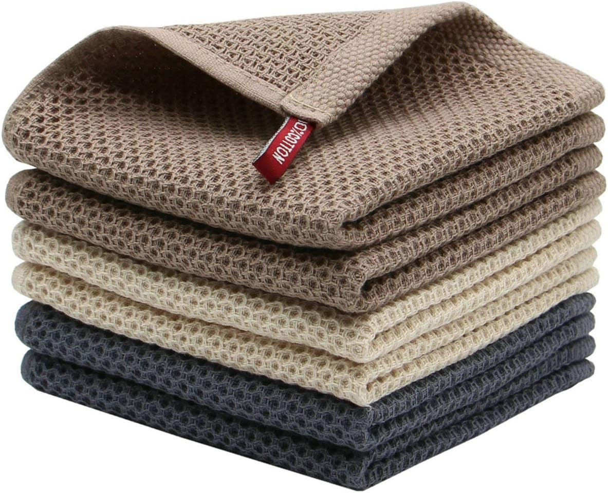 Soft & Absorbent Cotton Dish Cloths Set - 6 Pack