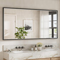 72 x 36 Black Framed Mirror for Bathroom - Beveled Matte Black Vanity